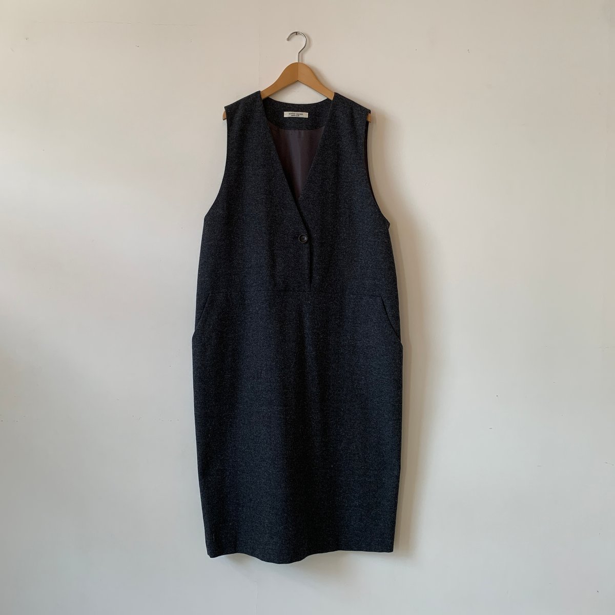 アトリエナルセ　コットンウールヘリンボーン　ジャンバースカート cotton&wool herring-bone jumper skirt - atelier naruse