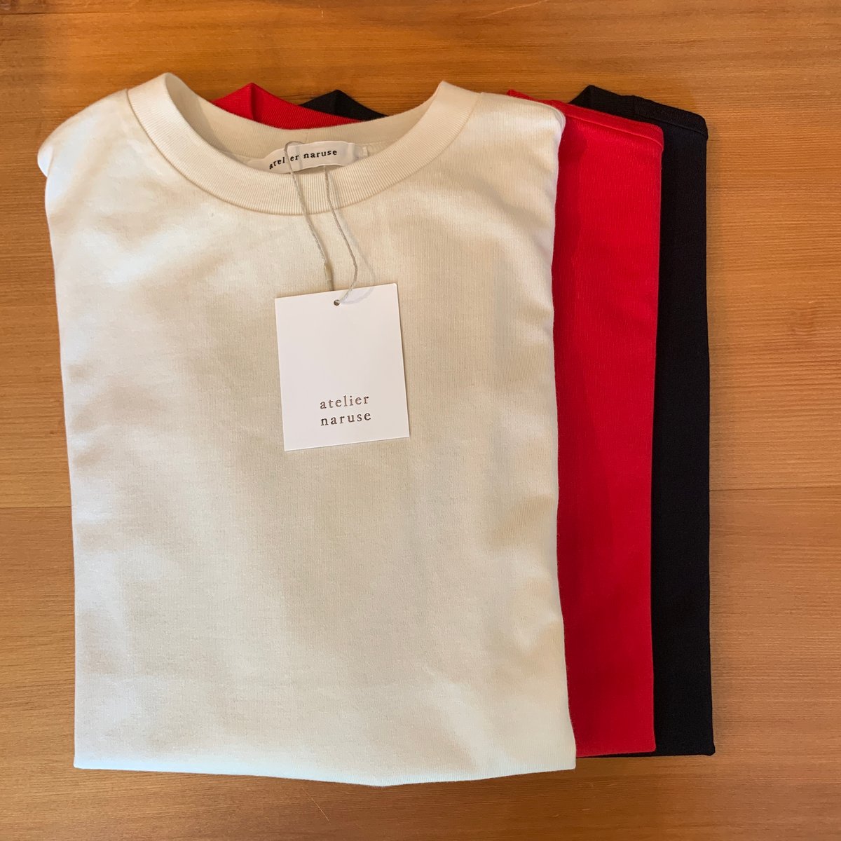 atelier naruse 半袖 ニット ホワイト ピンク atelier naruse》コットンカットソー | toalu online shop