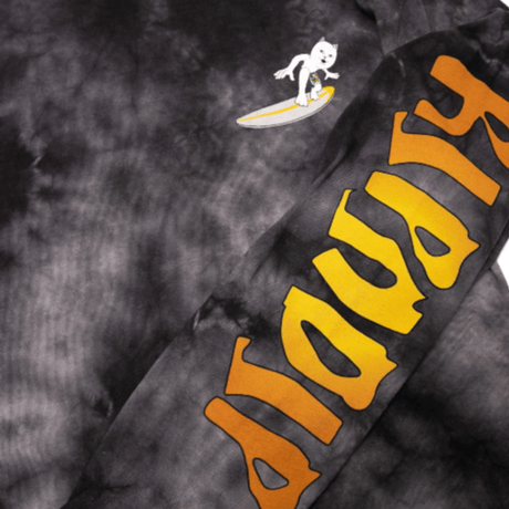 RIPNDIP SURF UP L/S TEE-BLACK LIGHTNING WASH