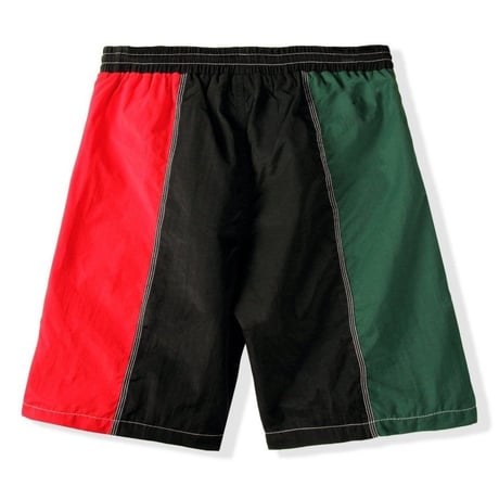 BUTTER GOODS PANEL SHORTS-BLACK/RED/FOREST