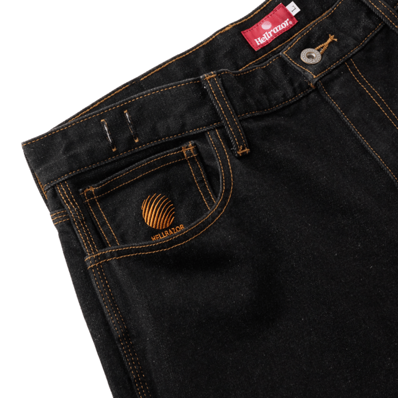 HELLRAZOR BAGGIE DENIM PANTS Ｌ HELLRAZOR BAGGIE DENIM PANTS - ONE WASH BLACK |