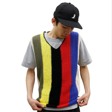 WHIMSY CROCHET KNIT VEST - MULTI