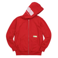 WHIMSY WOVEN LOGO ZIP-UP HOODIE - RED