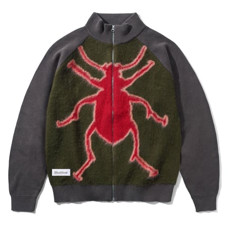 BUTTERGOODS BEETLE ZIP THRU KNIT SWEATER - OLIVE