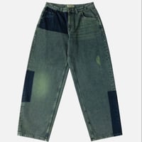DIME  BAGGY DENIM PANTS - DISTRESSED GREEN