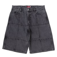 HELLRAZOR BLOCK DENIM SHORTS "YANKEE" - DARK BLACK