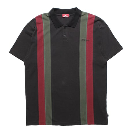 HELLRAZOR DOUBLE STRIPED POLO SHIRT - BLACK