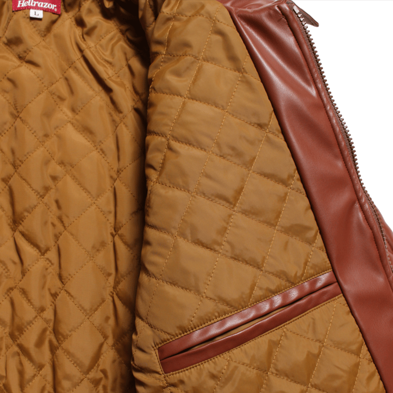 HELLRAZOR FAUXLEATHER DIAMONDQUILTED VIRSITYJAC