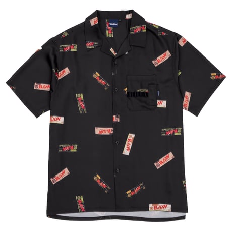 RAW X INTERBREED PAPERS OPENCOLLOAR SHIRT - BLACK
