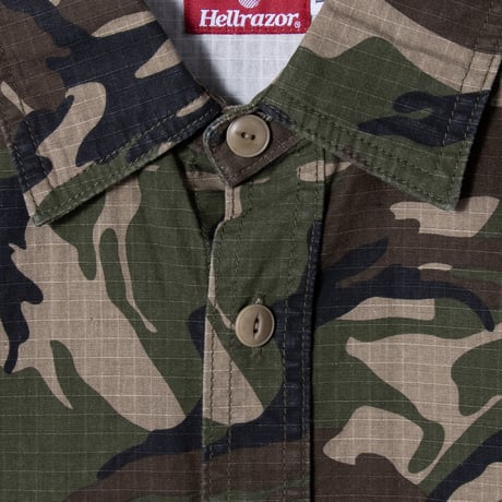 HELLRAZOR WASHED WORK SHIRT - WOODLAND CAMO