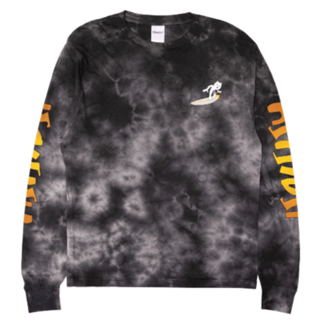 RIPNDIP SURF UP L/S TEE-BLACK LIGHTNING WASH