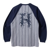 HELLRAZOR BORN H POCKET RAGLAN L/S TEE - GREY/NAVY