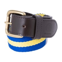 HELLRAZOR TRIM STRIPED LEATHER BELT - BLUE / YELLOW