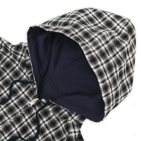 YARDSALE REVERSIBLE FLANNEL HOODIE - KHAKI / BLUE