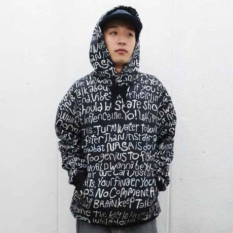 WHIMSY CLAY LETTER HOODIE - BLACK