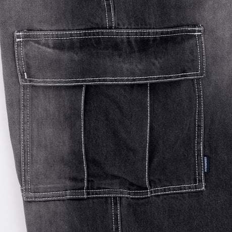 INTERBREED ENGINEER DENIM CARGO PANTS - BLACK