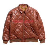 HELLRAZOR FAUXLEATHER DIAMONDQUILTED VIRSITYJACKET - CAMEL