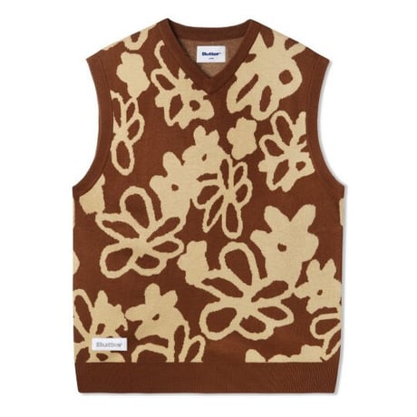 BUTTER GOODS FLOWERS KNIT VEST - BROWN