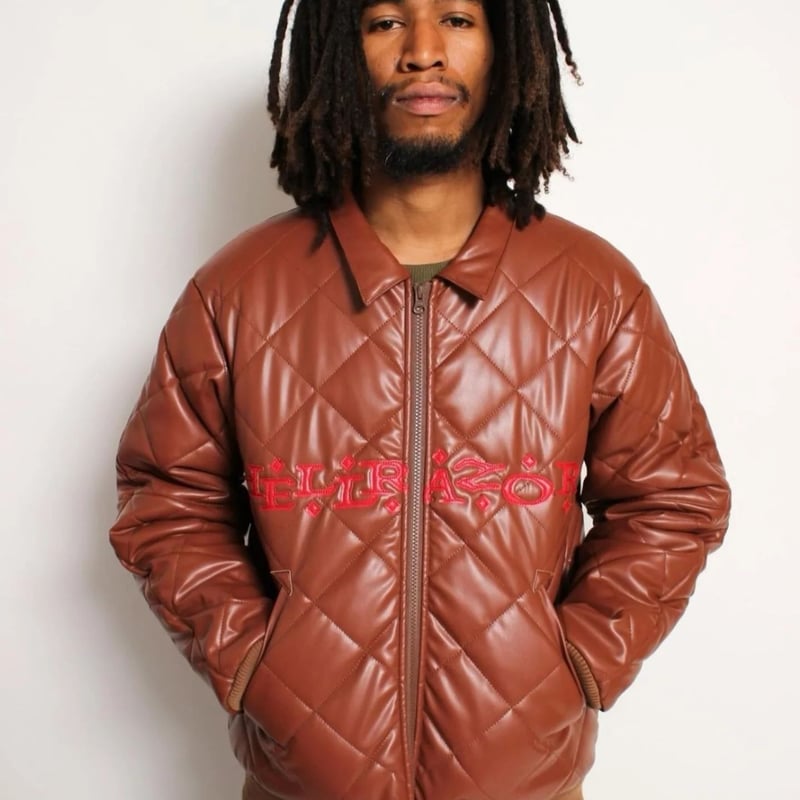 HELLRAZOR FAUXLEATHER DIAMONDQUILTED VIRSITYJAC