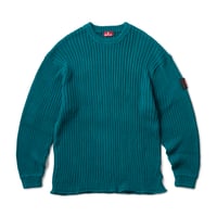 HELLRAZOR BIG RIB CREW KNIT - JADE BLUE