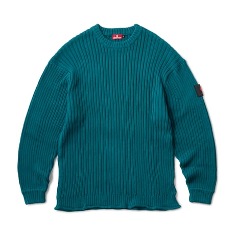 HELLRAZOR BIG RIB CREW KNIT - JADE BLUE