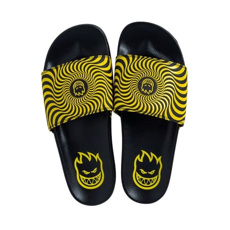 SPITFIRE SWIRL SLIDE SANDAL - BLACK/YELLOW