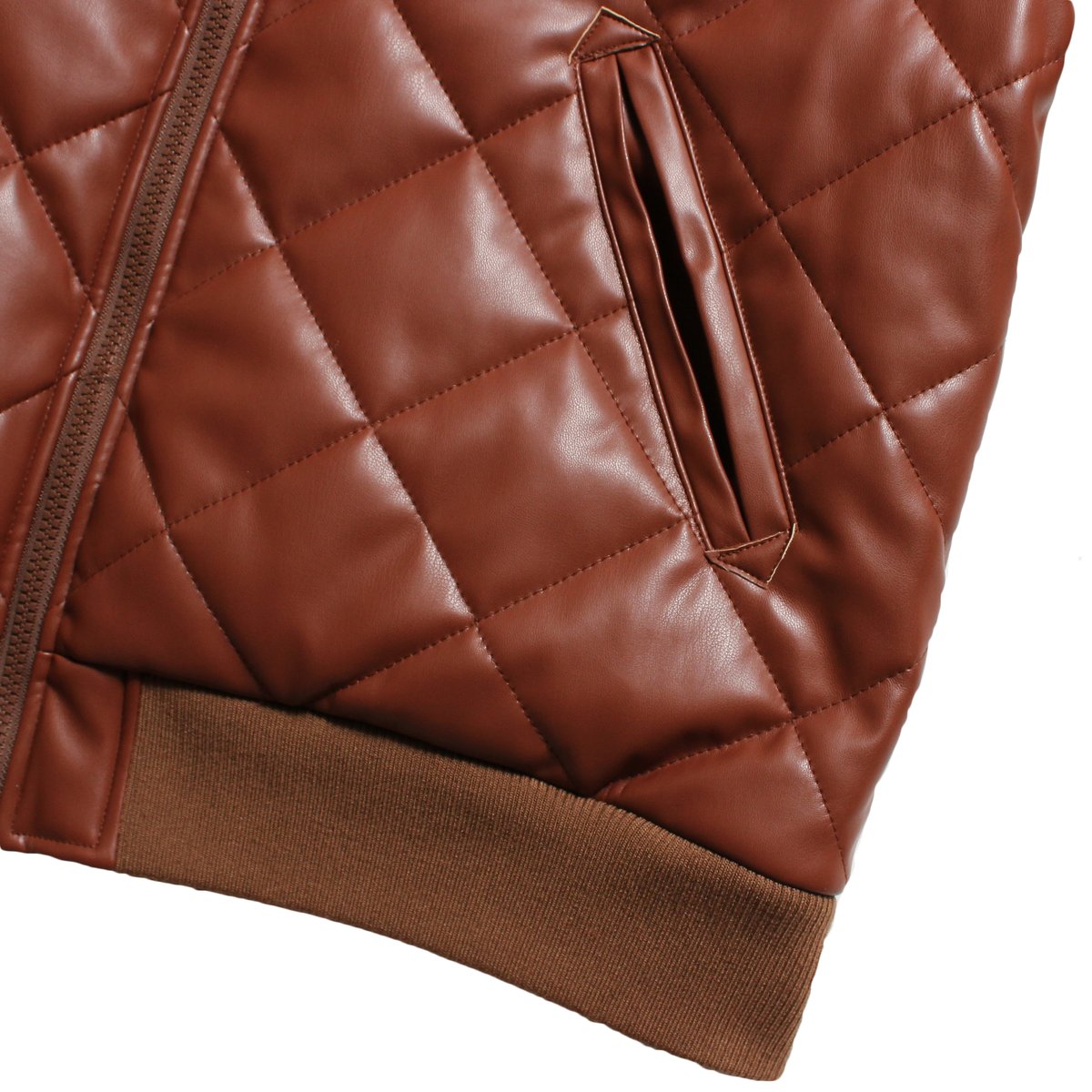 HELLRAZOR FAUXLEATHER DIAMONDQUILTED VIRSITYJAC