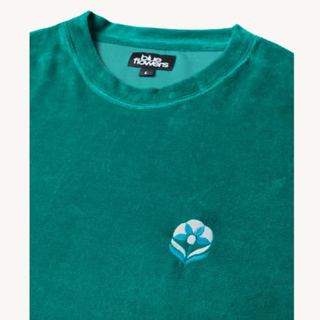 BLUE FLOWERS BOLIVIA VELOUR TEE - GREEN