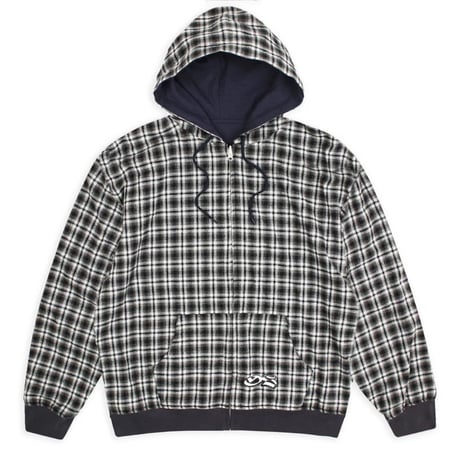 YARDSALE REVERSIBLE FLANNEL HOODIE - KHAKI / BLUE