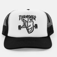 THRASHER X SPITFIRE THRASH & BURN TRUCKER HAT - BLACK