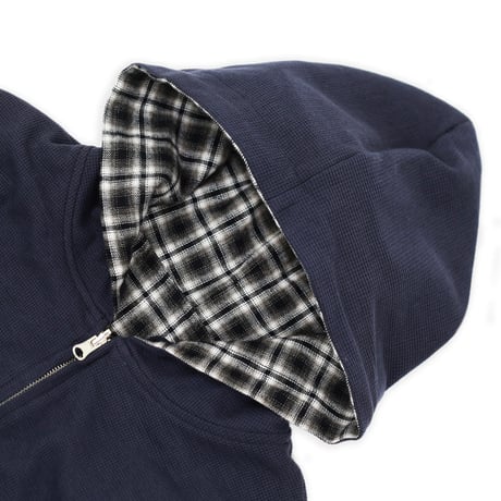 YARDSALE REVERSIBLE FLANNEL HOODIE - KHAKI / BLUE