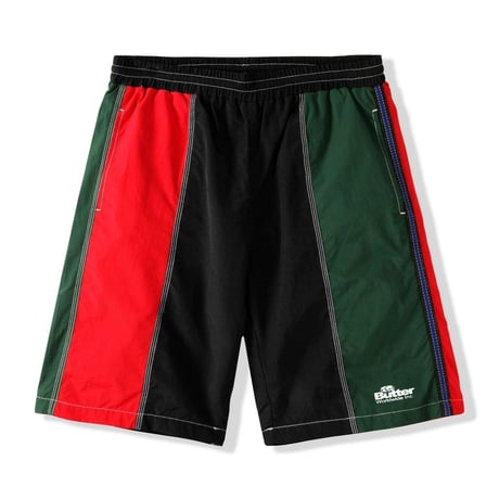 BUTTER GOODS PANEL SHORTS-BLACK/RED/FOREST