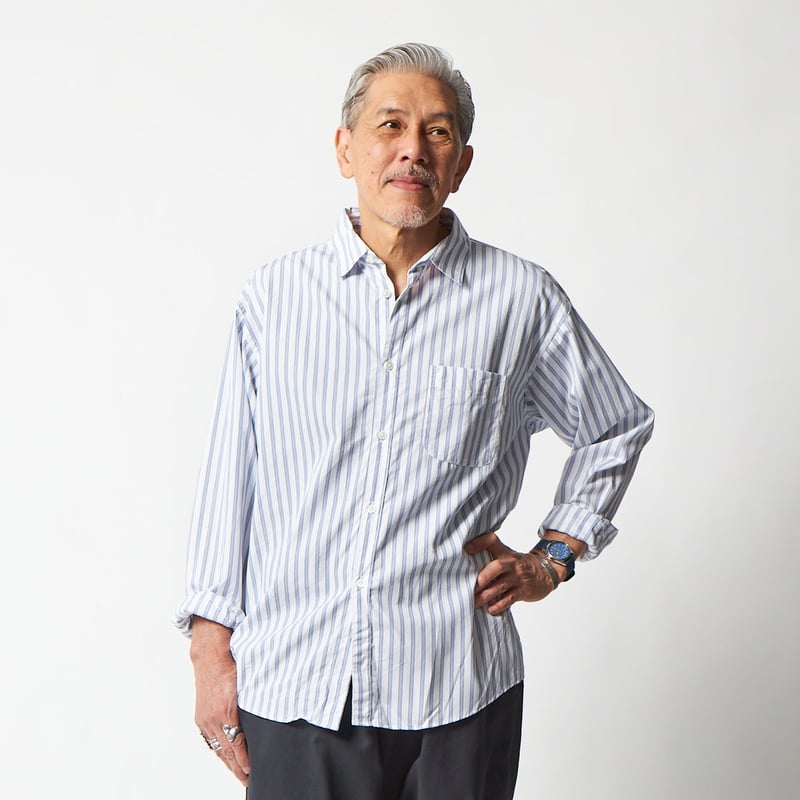 RAJABROOKE JALUR SHIRT - WHITE/BLUE | BOTTOM LINE