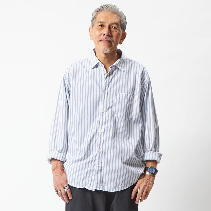 RAJABROOKE JALUR SHIRT - WHITE/BLUE | BOTTOM LINE