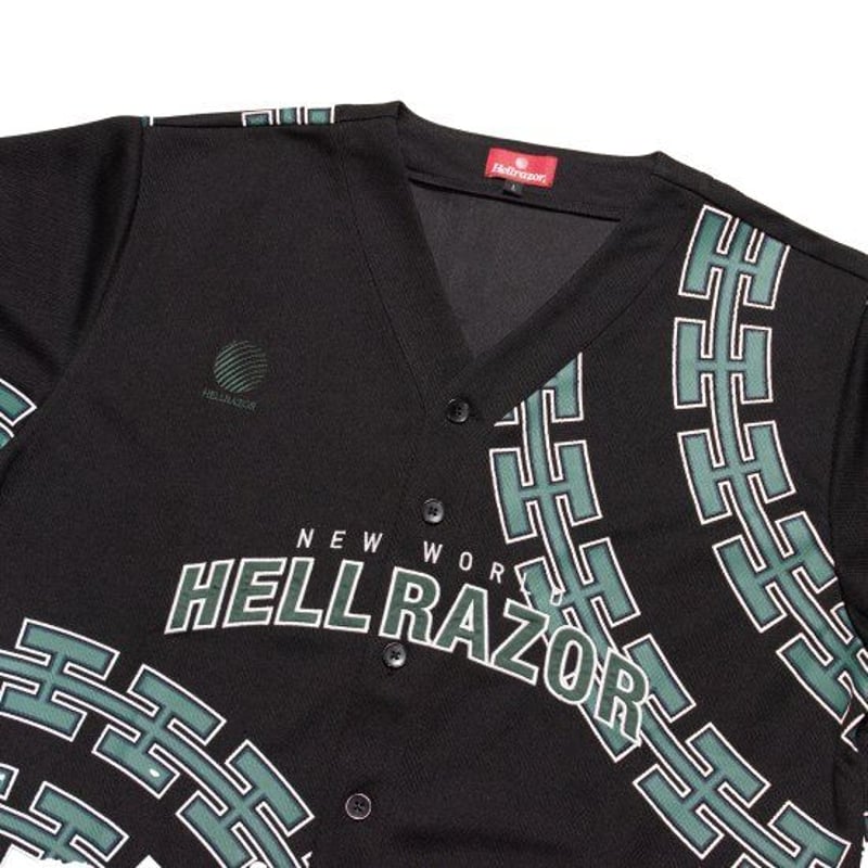 HELLRAZOR CHAIN CIRCLE MESH BASEBALL SHIRT - BL...