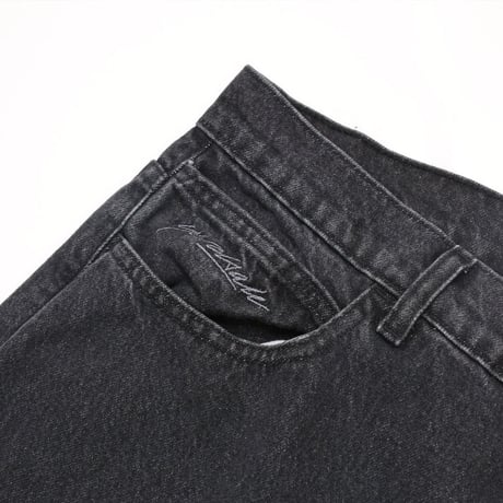 YARDSALE SLUB SATIN PHANTASY JEANS - BLACK