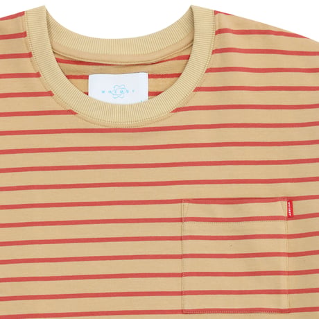 WHIMSY  SNAP SLEEVE BORDER TOP -  BEIGE