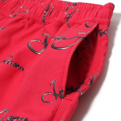 HELLRAZOR METAL SCRIPT LOGO SHORTS - RED