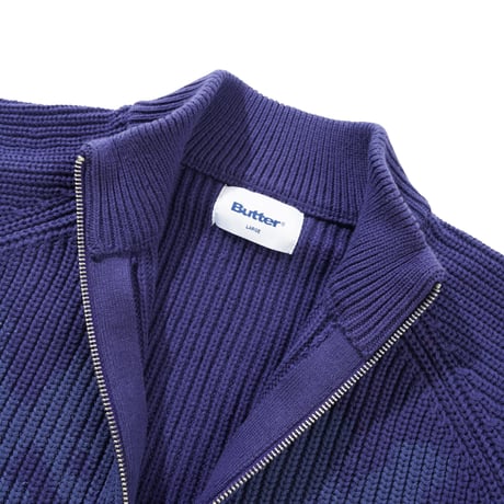 BUTTERGOODS  SHOUT ZIP-THRU KNIT SWEATER - NAVY