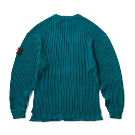HELLRAZOR BIG RIB CREW KNIT - JADE BLUE