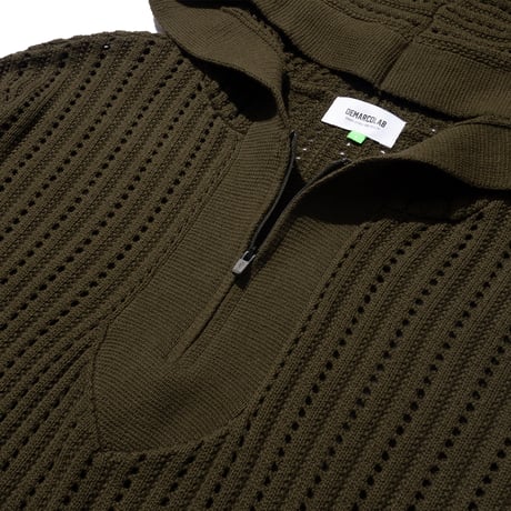 DEMARCOLAB  VENT KNIT BAJA HOODIE  - ARMY