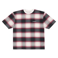 YARDSALE  SHADOW PLAID TEE - WHITE/RED
