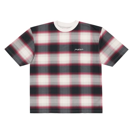 YARDSALE  SHADOW PLAID TEE - WHITE/RED