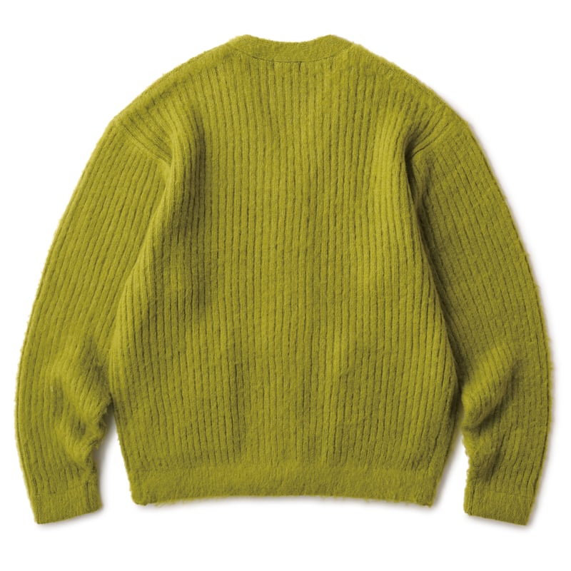 HELLRAZOR MOHAIR RIBKNIT CARDIGAN - MOSS GREEN