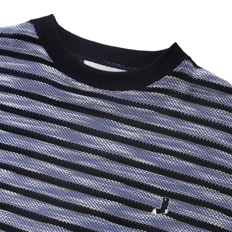 WHIMSY  SLUB KNIT BORDER TEE - BLUE
