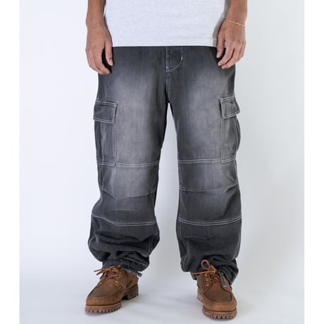 INTERBREED ENGINEER DENIM CARGO PANTS - BLACK