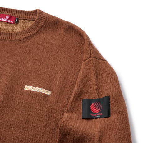 HELLRAZOR RALL TO MY PEOPLE CREW KNIT - BROWN
