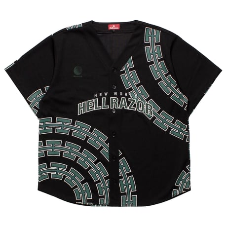 HELLRAZOR CHAIN CIRCLE MESH BASEBALL SHIRT - BLACK