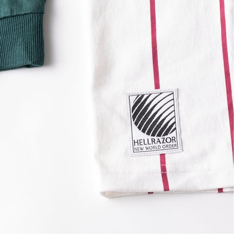 HELLRAZOR BORN H POCKET RAGLAN L/S TEE -  WHITE/GREEN