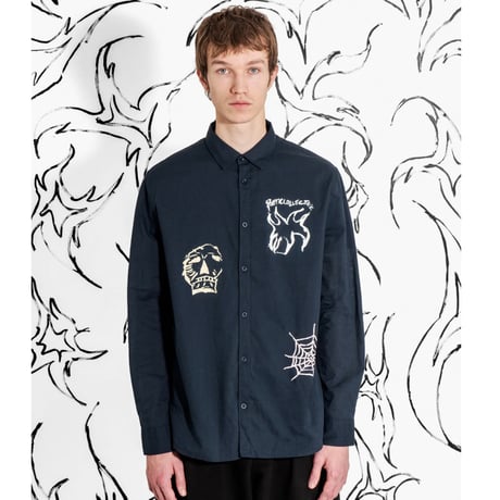 POETIC COLLECTIVE THREE PRINTS SHIRT - NAVY
